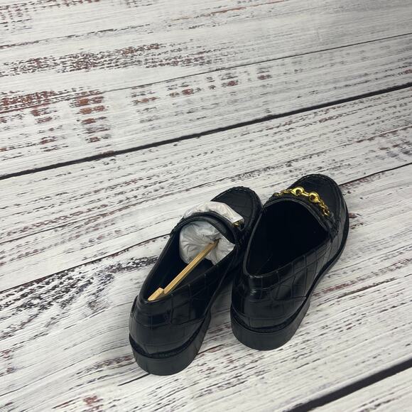 $118 Aqua Women's Size 6 Black  Perle Croc Embossed Loafers - Picture 8 of 9